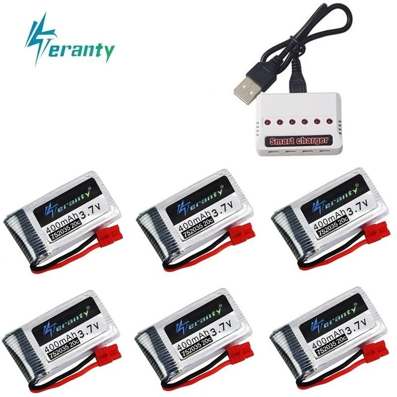 Аккумулятор 3 7 в 400 мАч и (6 1) зарядное устройство для SYMA X15 X5A 1 X15C X15W H31 X4 H107 KY101 E33C E33
