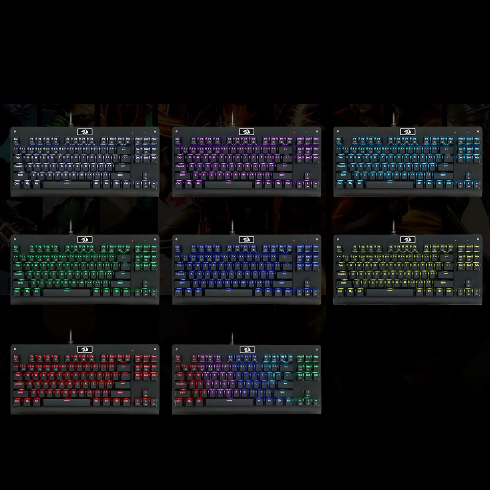 Механическая клавиатура Redragon RGB с подсветкой TKL 87 клавишный синий переключатель
