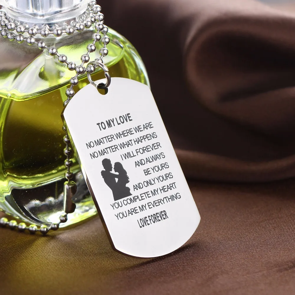 Муж и жена любовь навсегда Военная Униформа dog tag кулон Цепочки ожерелья Любители