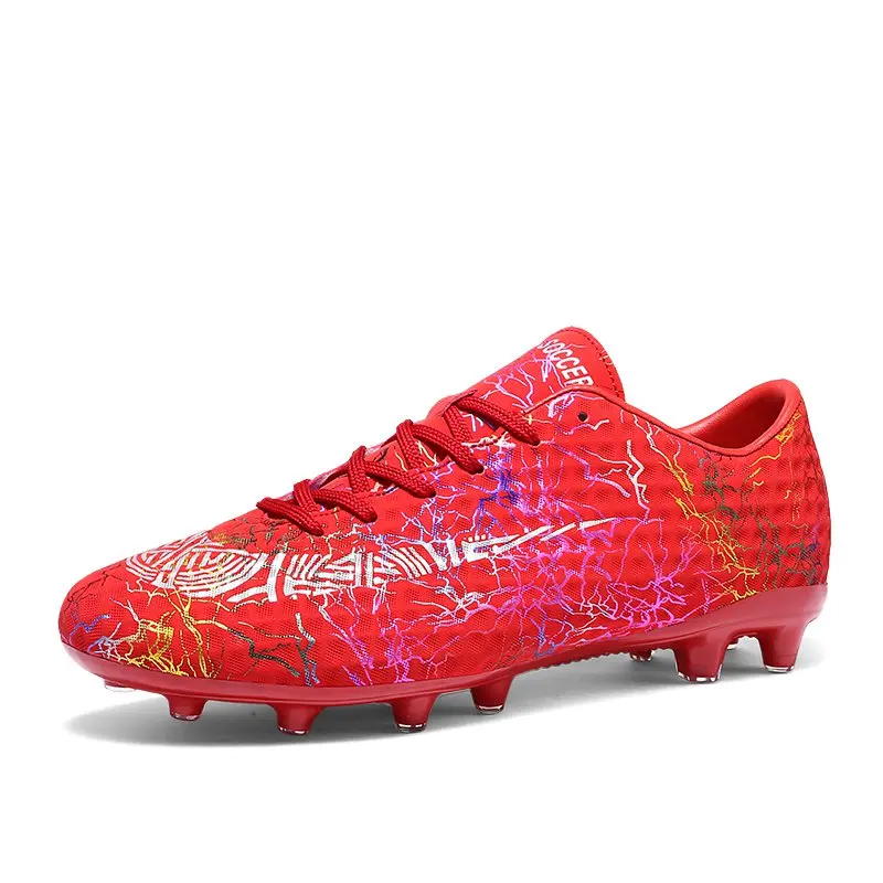 long spikes red Мужские футбольные бутсы, уличные Бутсы для газона, футбольные дышащие TF длинные шипы, ботинки для тренировок, мужские спортивные кроссовки, обувь для футбола - Цвет: long spikes red