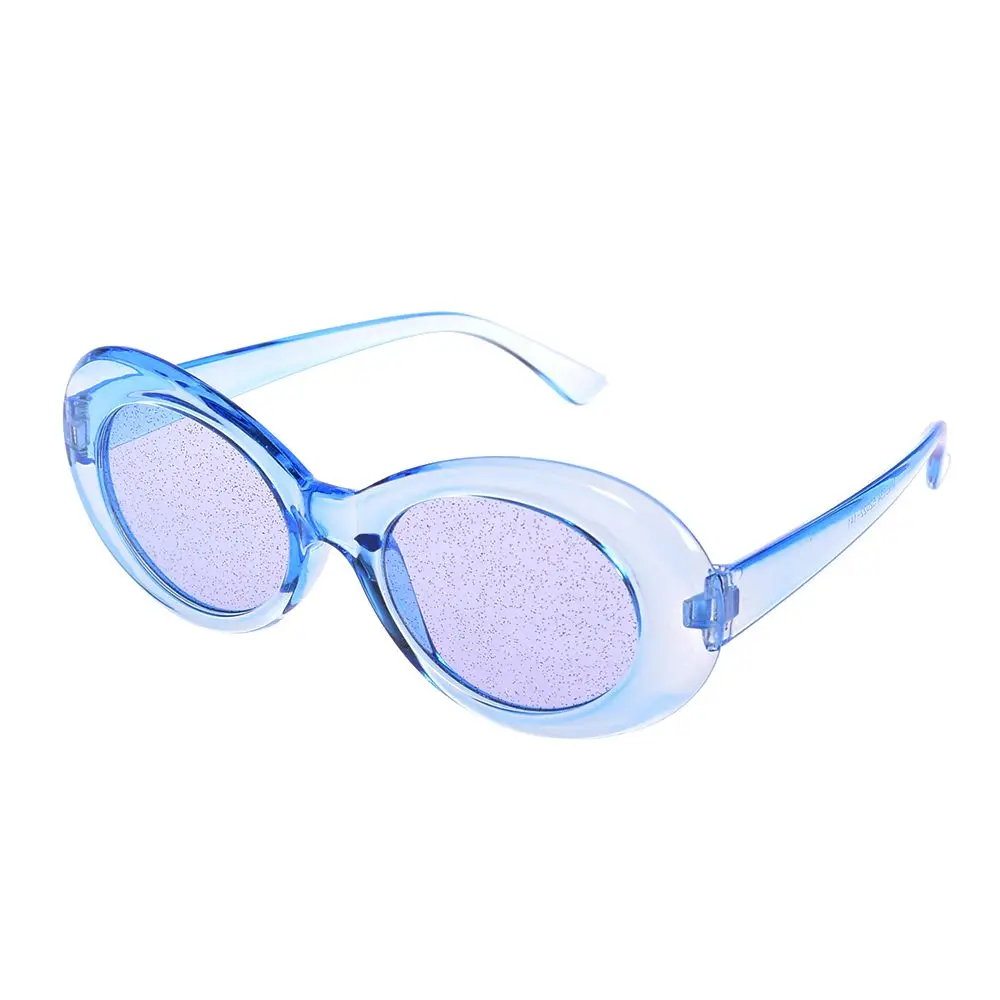 sky blue transparent Модные овальные очки Разноцветные Солнцезащитные очки женские солнцезащитные очки с линзами сплав Солнцезащитные очки женские очки оправа водительские очки блеск - Название цвета: sky blue transparent
