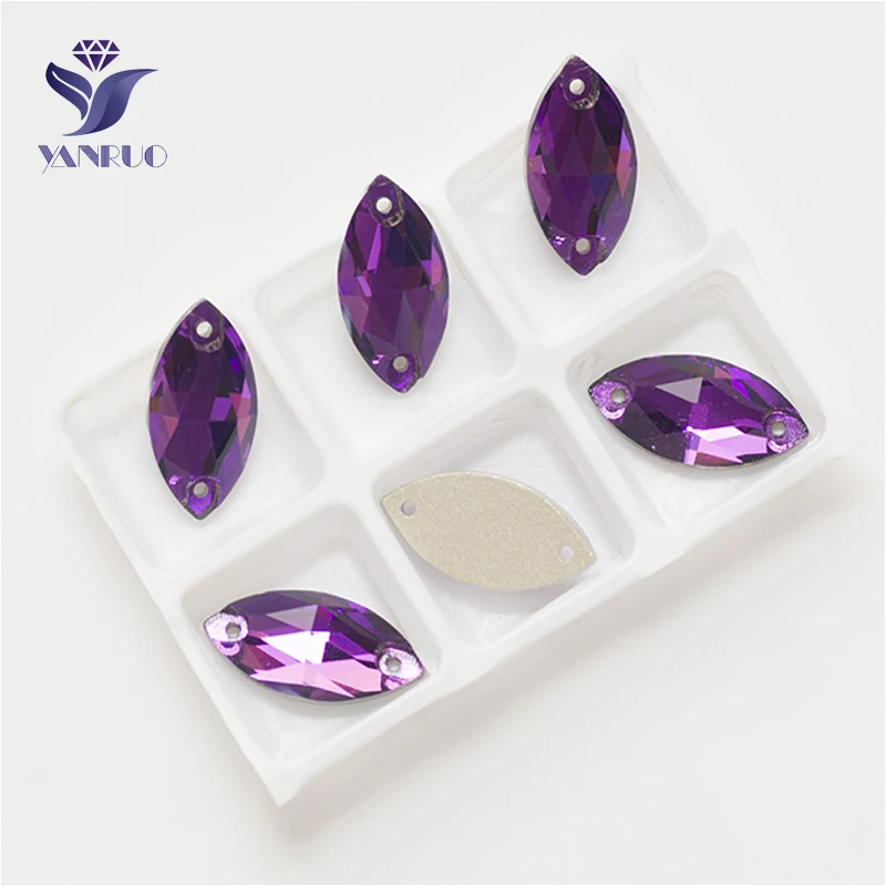YANRUO 3223 All Sizes Amethyst Navette Crystal Loose Rhinestone Flatback Sew On Strass For Garment Decoration | Дом и сад