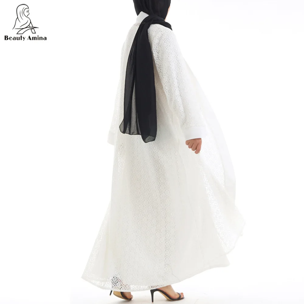 Женский мусульманский кружевной кардиган Abaya Maxi Prayer белая длинная верхняя одежда