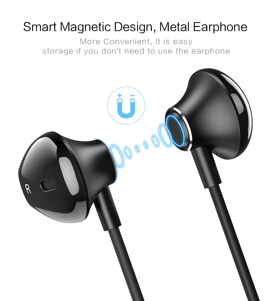 FLOVEME In-Ear Bass Earphone For Lightning Listening Charge 2 in 1 Earphones Magnet Earbuds For iPhone Phone Stereo Auriculares