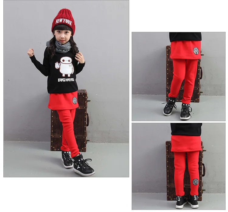 Зимние Бархатные леггинсы с маркировкой для девочек два эластичных теплых брюк