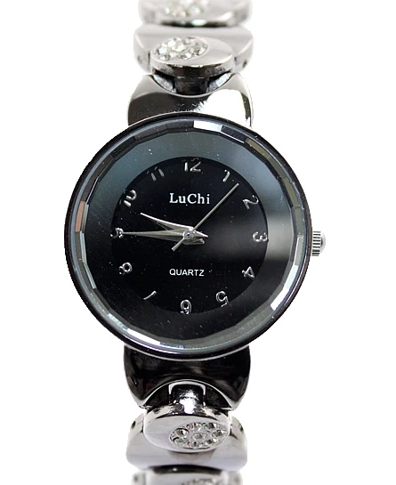 Popular wristwatch Gunmetal Band Round Mirror Glass Dial Ladies Women Fashion Quartz Crystal Bracelet Watch FW779B