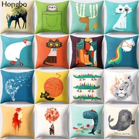 hongbo 1 pcs cartoon animals cat elk dolphin lion crocodile fox cushion cover car sofa throw pillow case home decor for car sofa