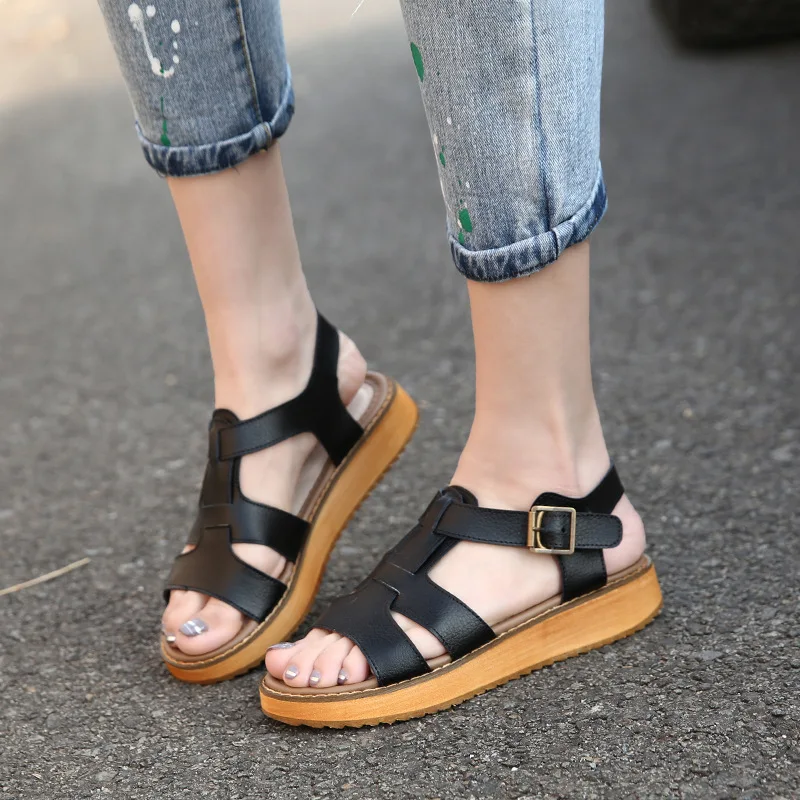 100% из натуральной кожи Босоножки в римском стиле Женская роскошная дизайнерская