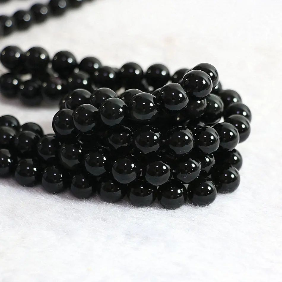 Круглые шарики 8 мм черные обсидиановые камни Лидер продаж модные подвески для