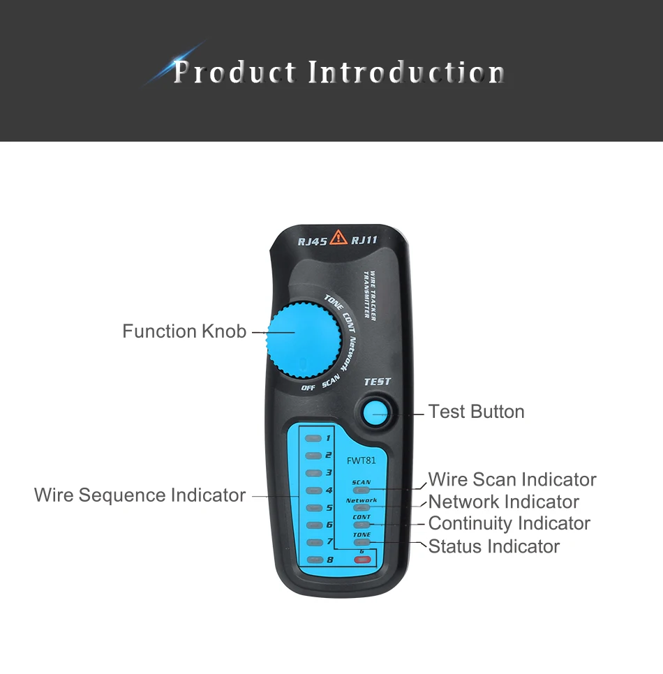 Jiguoor FWT81 кабельный трекер RJ45 RJ11 телефонная проволочная сеть LAN ТВ электрическая линия детектор Finder Тестер автоматический выключатель Finder