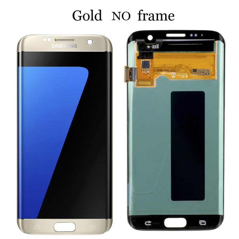 Gold No Frame 5,5 ''Супер AMOLED дисплей с рамкой для SAMSUNG Galaxy s7 edge G935 G935F сенсорный экран дигитайзер дисплей+ Сервисный пакет - Цвет: Gold No Frame