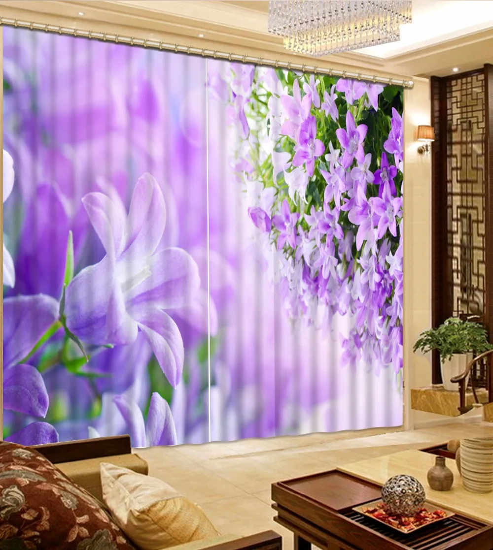 3D затемненные оконные занавески фото для гостиной красивые фиолетовые Цветочные