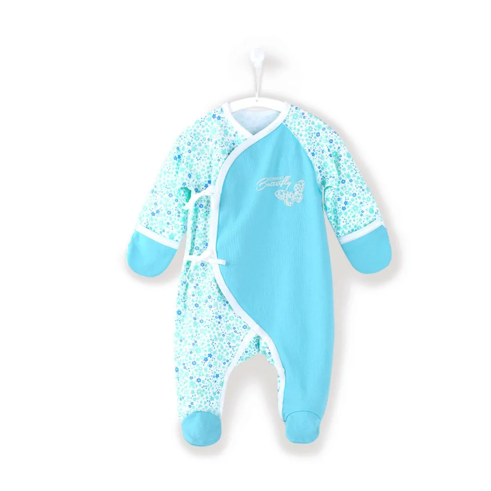 COBROO Newborn Baby 100% Cotton Footies Pajamas with Mittens Butterflies Infant Sleepwears 0-3 Months | Детская одежда и обувь