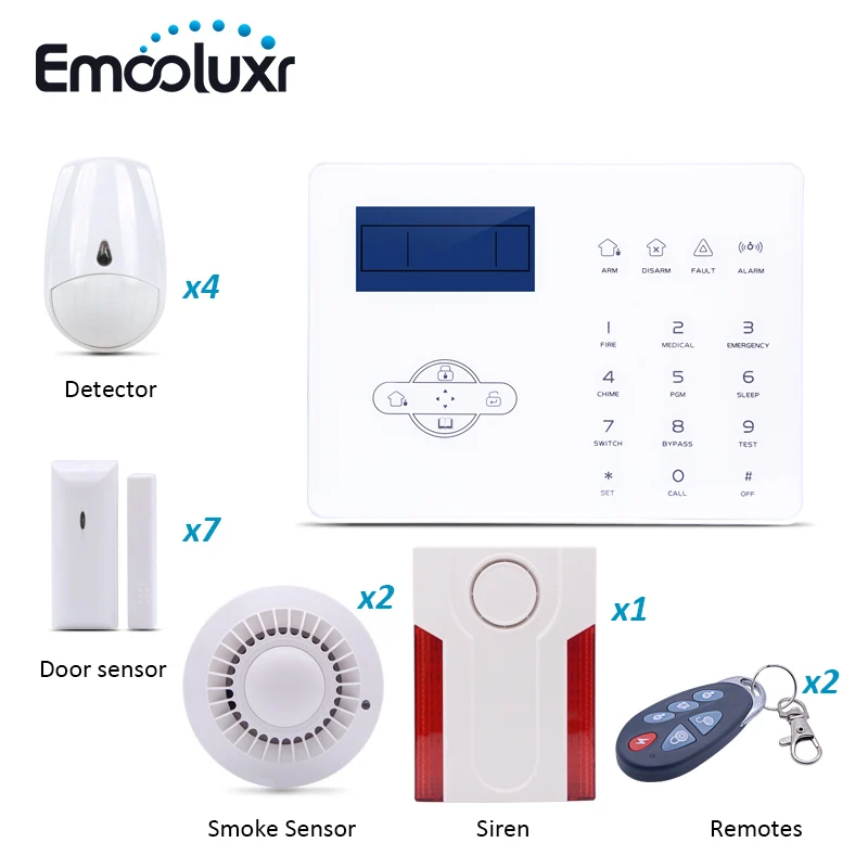 

Remote Control English Voice Wireless Wired Home Security GSM PSTN Alarm System LCD Display Wireless Outdoor Siren Kit SMS Alarm