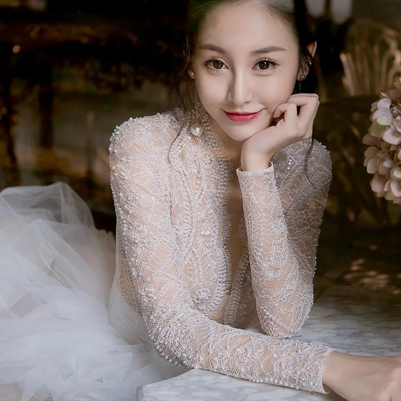 Vestido De Noiva Princesa Бальные Свадебные платья с длинными рукавами 2018 аппликационные