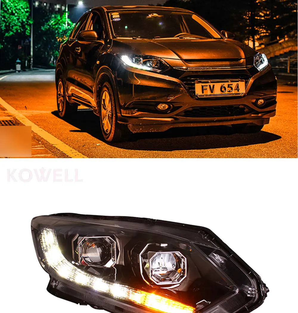 KOWELL автомобильный Стайлинг для Honda vezel HRV фары светодиодный DRL передние фары Биксеноновые линзы HID
