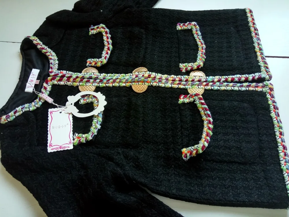 Бренд NIWIY, осенняя твидовая Черная куртка ручной работы, Chaquetas Mujer Primavera,, зимнее черное Женское пальто, Casaco Feminino K9065