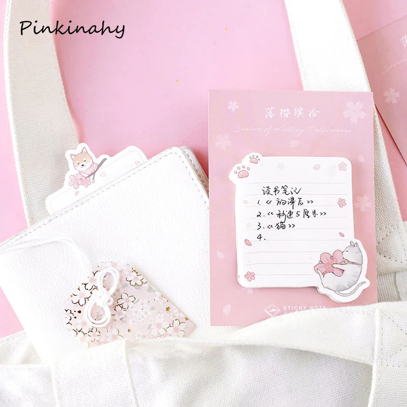 Cherry Blossom Шиба планировщик наклейки липкий блокнот для заметок Kawaii Канцелярские