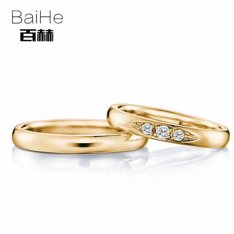 BAIHE Твердое 18K Белое Золото 0.15ct сертифицированное H/SI круглое подлинное