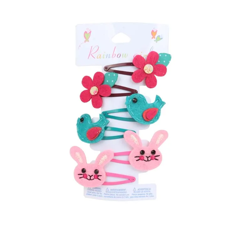 

Fashionable blossom bird rabbit hair clip hair accessories elastic hair clip 4 cm high quality elastic hairpin 6PCS/card