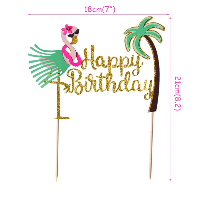 1pc happy birthday Летний Фламинго счастливый плакат "с днем рождения" Тропические вечерние тематические дети сувенир торт Топпер украшения с Aloha буквы знак торт Декор - Цвет: 1pc happy birthday