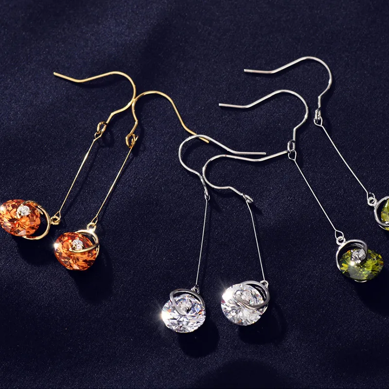 Neoglory австрийские кристаллы стразы кисточки Длинные свадебные Висячие серьги