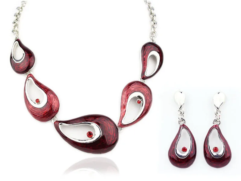 Классический высококачественный ювелирный набор в виде листьев и эмали ожерелья