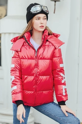 

5 Color New Winter Women Down Parkas Crop Top Loose Bright Down Jacket Plus Size Outwear Fashion Hooded Jacket Female