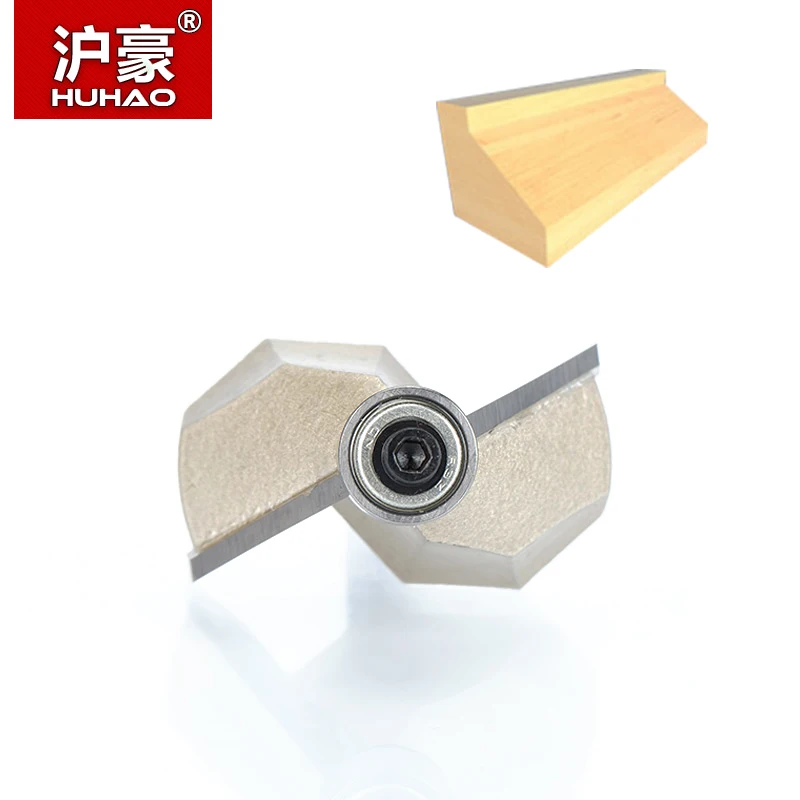 HUHAO 1pcs 1/4&quot Shank Chamfer Cutter Router Bits for wood Horse Nose Bit 45 Deg CNC Woodworking Tools two Flute endmill | Инструменты
