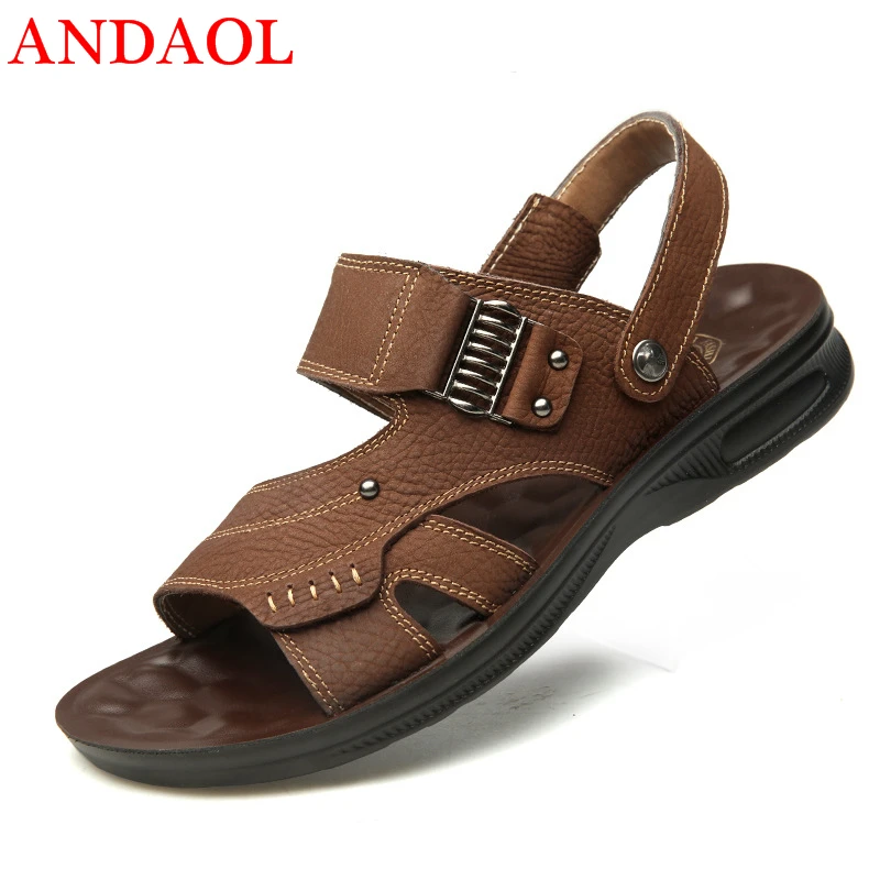 

ANDAOL men's casual dragshoes Top Quality Soft Breathable Solid Light Beach shoes Luxury Marvel Non-Slip Business Office sandals