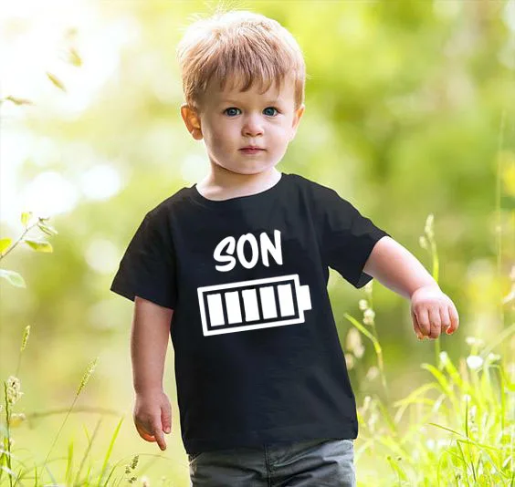 Camiseta divertida de manga corta para ni&ntilde;os, ropa informal con estampado de bater&iacute;a, cuello redondo, de verano-0