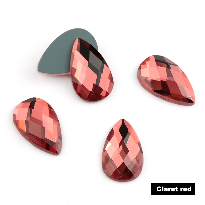 Wine red QIAO Высокое качество 6*16 мм 10*14 мм 11*18 мм без горячей фиксации Flatback паста Стразы Кристалл Стекло Камни для украшения одежды - Цвет: Wine red