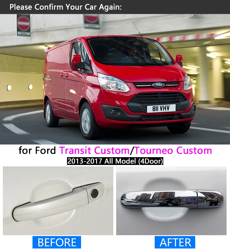 Для Ford Transit Custom Tourneo 2013 2014 2015 2016 2017 Высококачественная хромированная крышка ручки