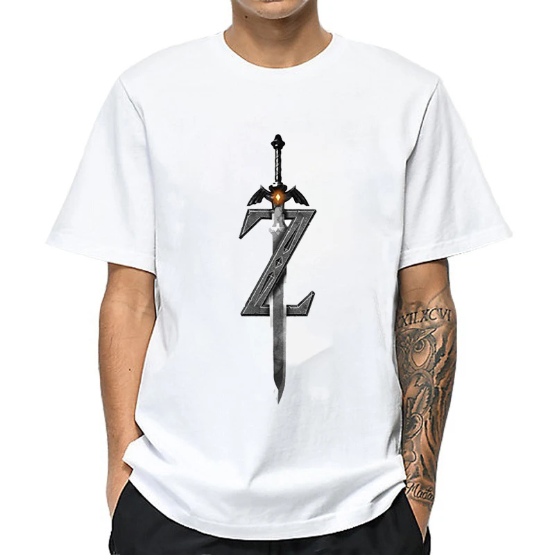 white shirt 2 Легенда о Зельде Футболка Мужская s футболка хип-хоп Уличная белая черная футболка летние топы футболки для мужчин одежда - Цвет: white shirt 2