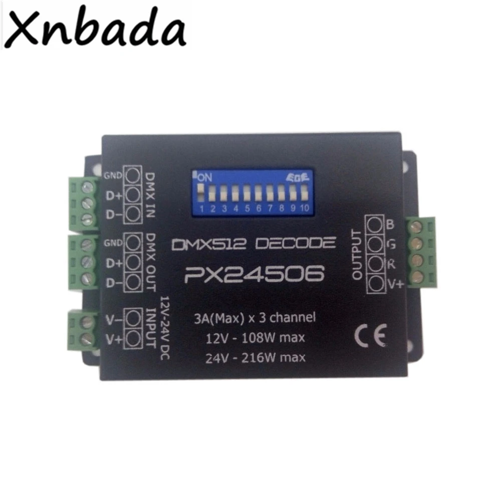 DMX512 PX24506 Decoder Driver Led Controller Amplifier For RGB Strip Light DC12/24V | Освещение