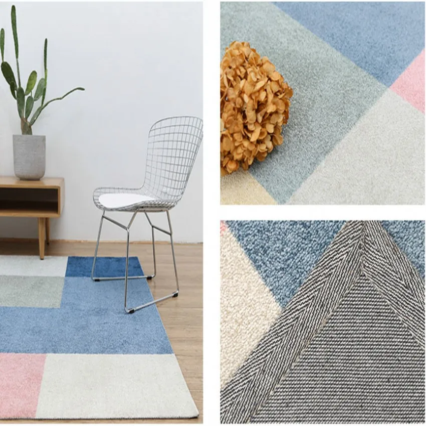 Simple style plaid thicken machine weaved bedside rug living room coffee table carpet big size Nordic decoration ground mat | Дом и сад