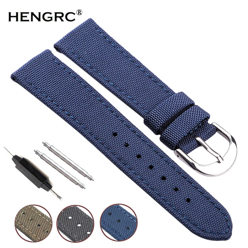 

Ремешок из нейлоновой натуральной кожи для наручных часов, модный холщовый браслет в стиле наручных часов для мужчин и женщин, чёрный синий ...