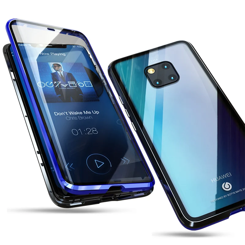 Защитный Магнитный чехол на 360 градусов для huawei mate 20Pro магнитный стеклянный