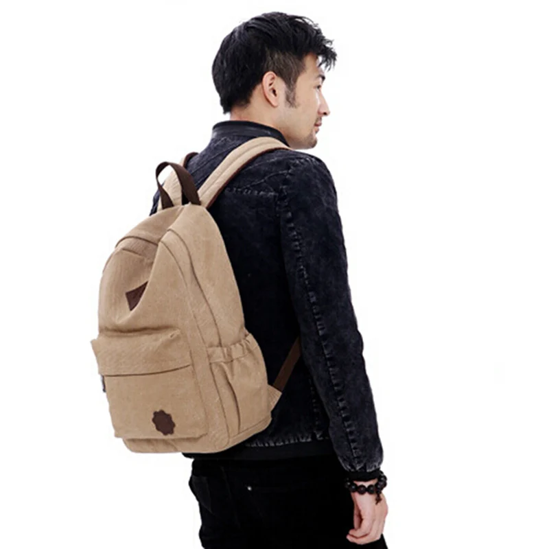 

Scione Canvas Laptop Backpack for Men Teenager School Backpack Black School Bag Vintage Women Travel Rucksack Shoulder Bag Pack