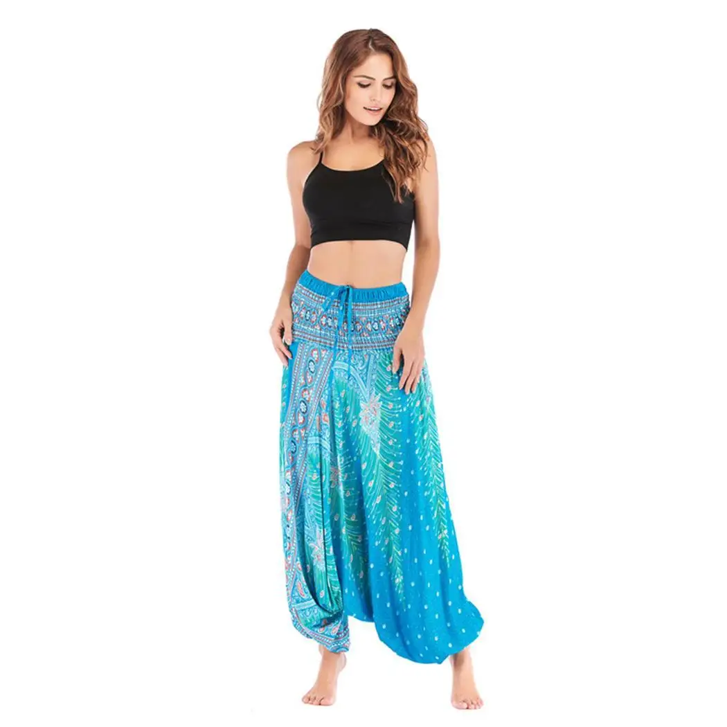 Women Casual Big Crotch Yoga Pants None Loose Long High Waist Sport Print Elastic Jumpsuit | Спорт и развлечения