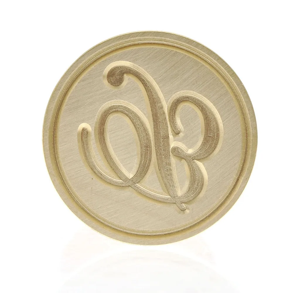 Винтаж Ретро латунь голова деревянная ручка буквы алфавита начальной Воск