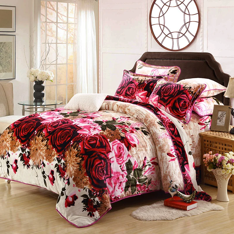 Зимние толстые комплекты из флисовой ткани с пододеяльником синие теплые