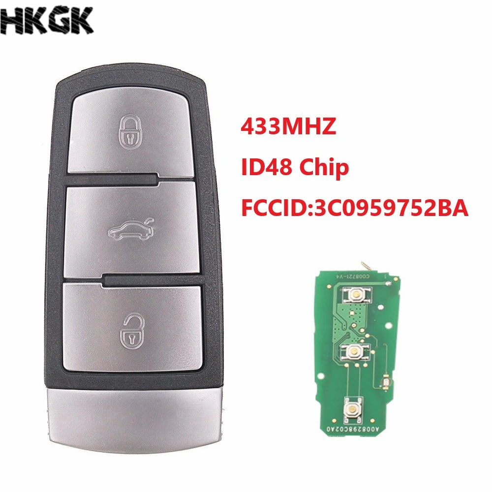 Флейта с 3 кнопками для Volkswagen 3C0 959 752 BA 434Mhz ID48 Chip For VW Passat B6 3C B7 Magotan CC|Ключ от авто| |