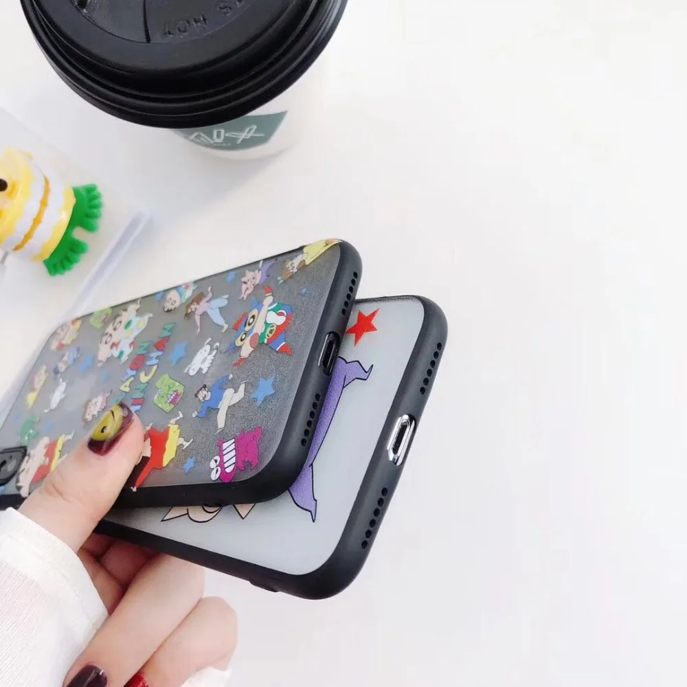 Japan Cute Cartoon Funny Crayon Shin-chan Family 3D Relief Silk Pattern Matte TPU Case Cover For Iphone6 6S 7 7S 8 6P 7P 8P X |