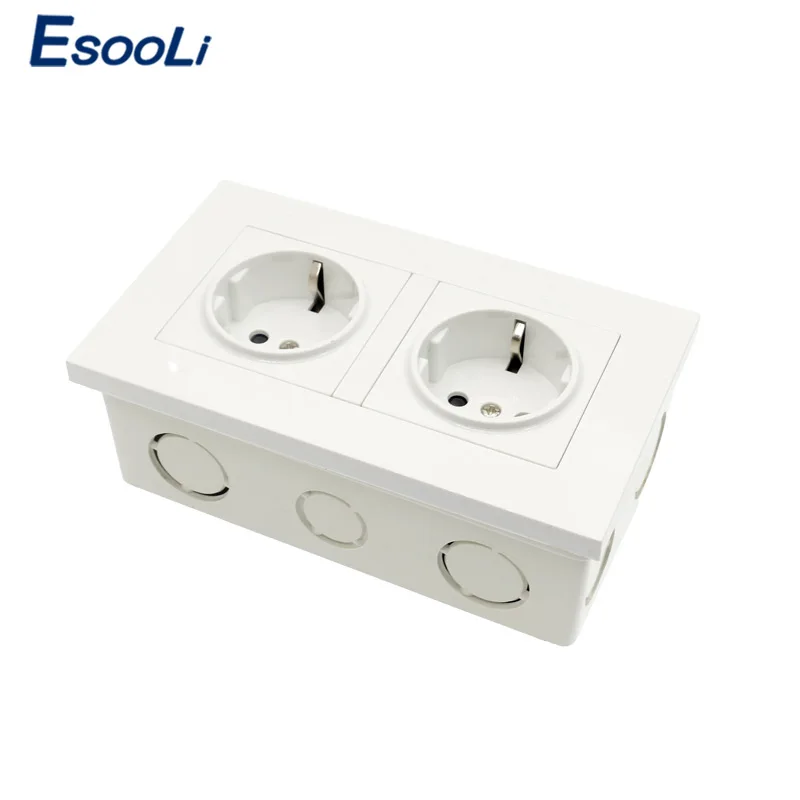 Esooli Высокое качество стены Мощность Двойной разъем заземлен, 16A ЕС стандартный Электрический двойной выход 146 мм* 86 мм