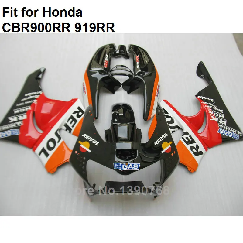 Набор обтекателей кузова мотоцикла для Honda orange черный CBR 900RR 1998 1999 Обтекатели 919RR