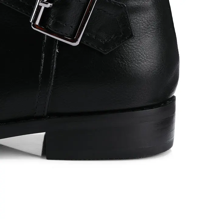 Женские мотоциклетные сапоги из ПУ кожи на низком квадратном каблуке|calf boots|fashion