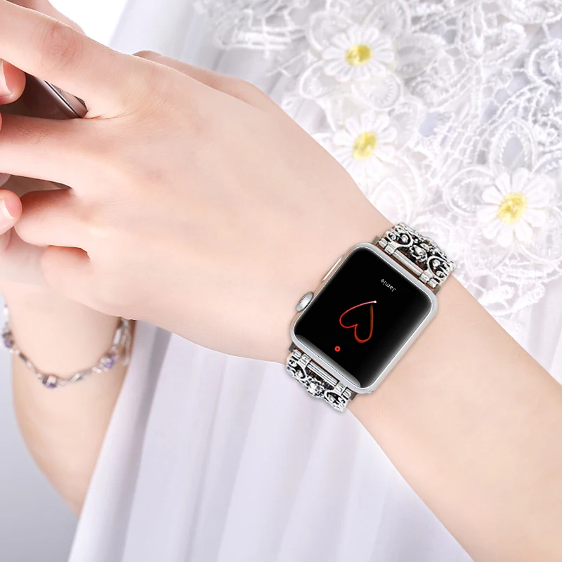 Ремешок для Apple Watch Series 5 4 40/44 мм браслет с алмазной резьбой дизайнерский Браслет