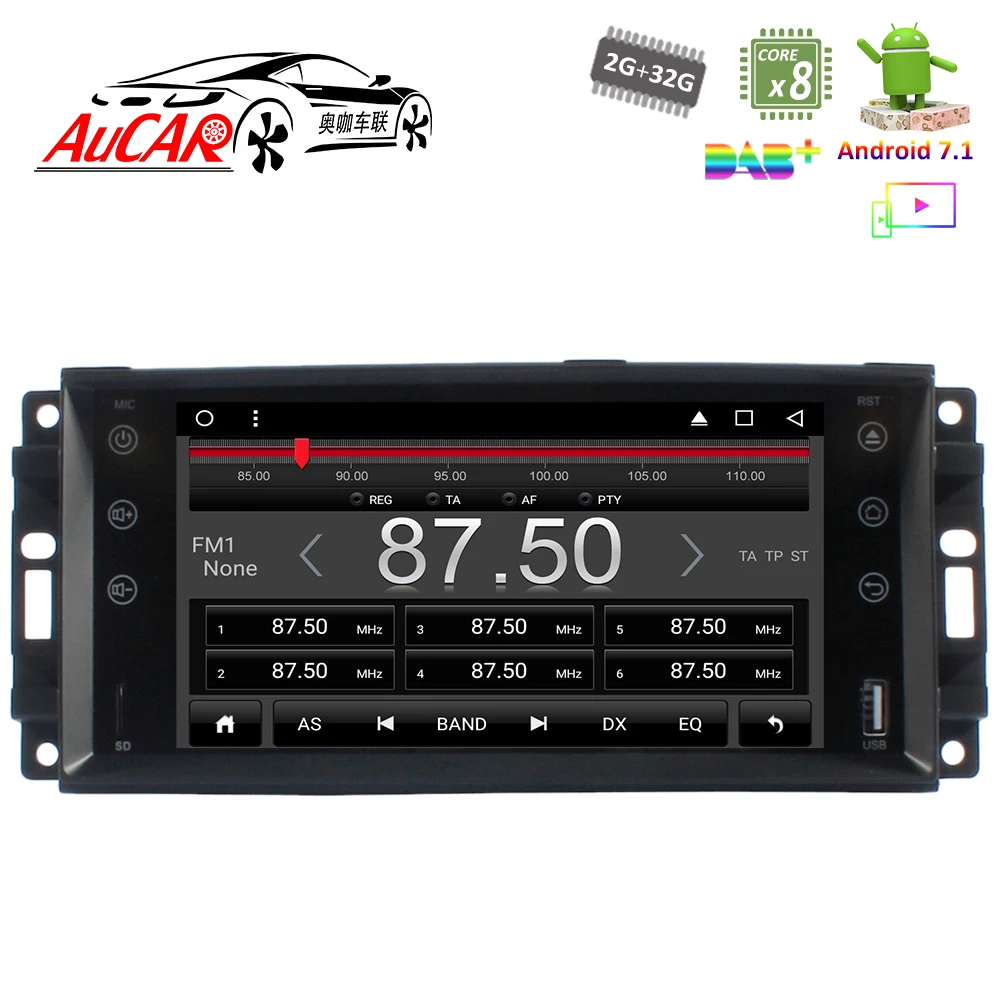Автомобильный DVD-плеер 7 дюймов Android 1 GPS-навигация для Jeep Universal 2007 - 2012 HD Bluetooth радио