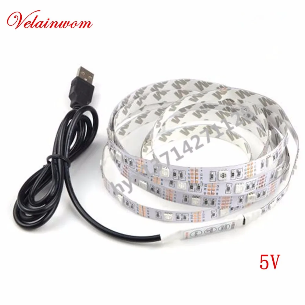 5 в Светодиодная лента USB источник питания декоративная световая SMD 3528 50 см 1 м 2 ТВ